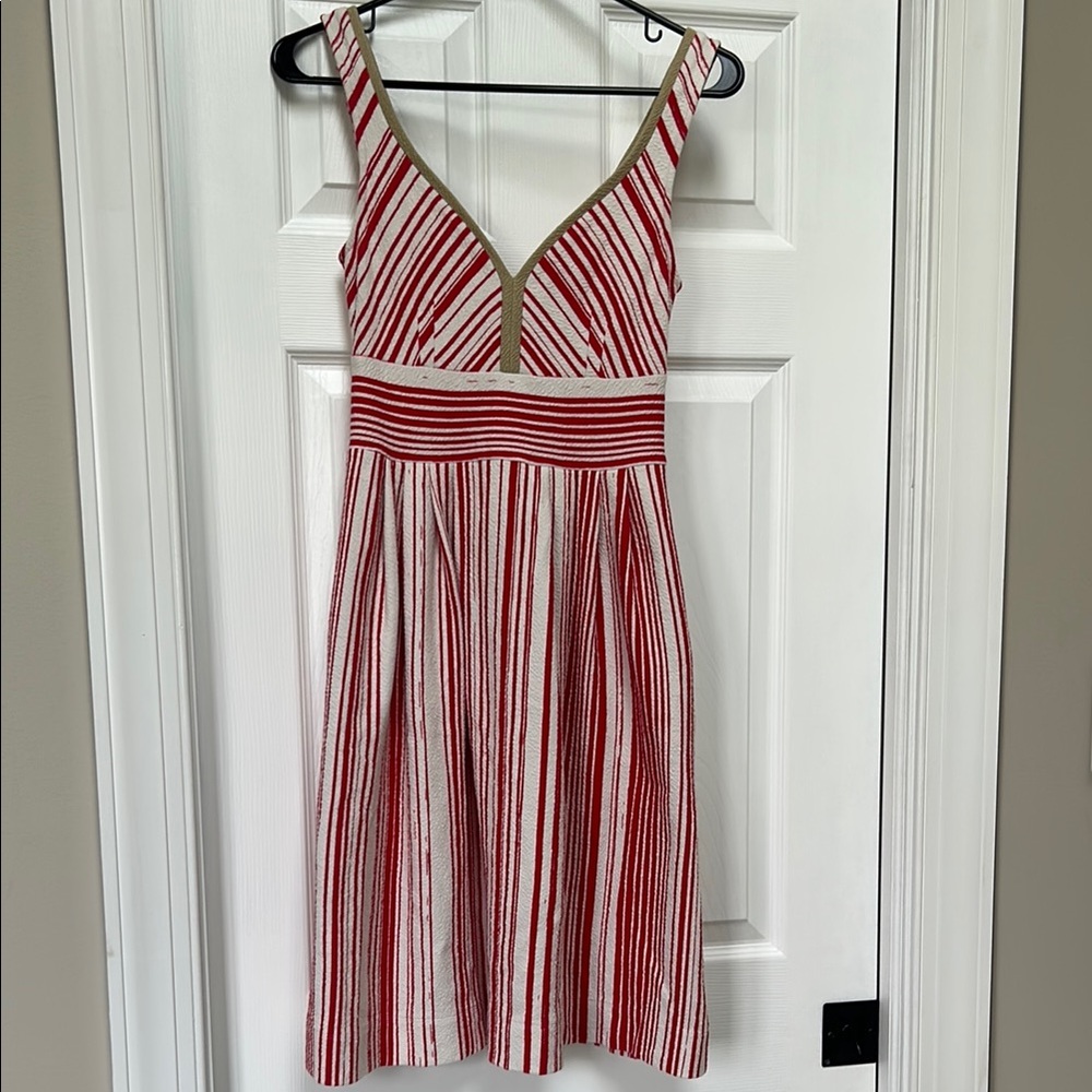 Anthropologie Red and White Sleeveless Sundress